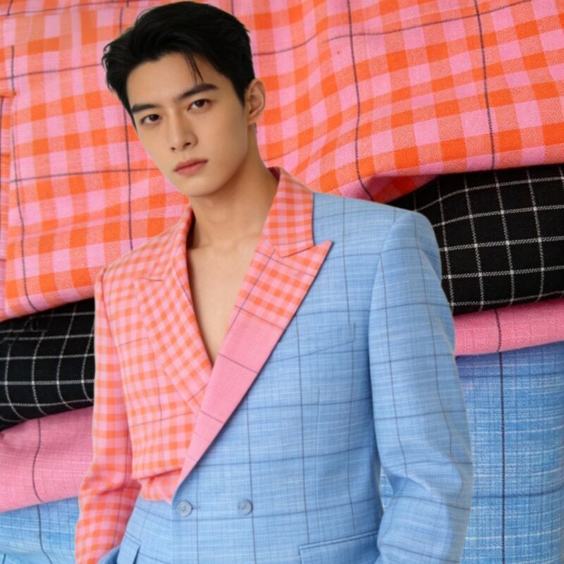 70% Polyester 27% Rayon 3% Spandex 175gsm Yarn-Dyed Check Suiting Fabric for Uniforms