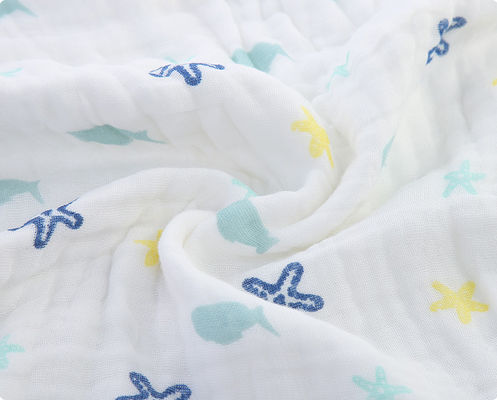 Fastness Four Layer Floral Cotton Gauze Fabric Gauze Bath Towel 57 Inch